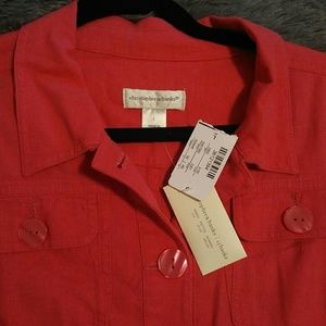 Nwt! Christopher Banks L pink linen top